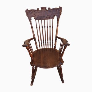 English Victorian Walnut Rocking Armchair, 1890s