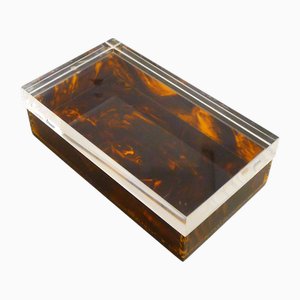 Boîte à Bijoux en Faux Écaille de Tortue et Verre Acrylique par Philippe Cheverny, 1970s