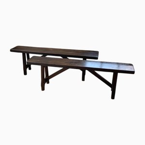 Set of Oak Benches, 1950s