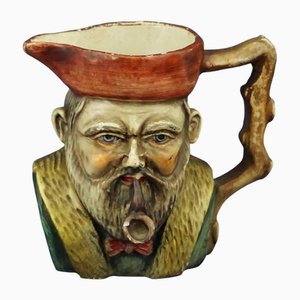 Hombre antropomorfo neorrenacentista con barba y jarra de pipa de cerámica de Royal Doulton, Inglaterra, de principios del siglo XIX
