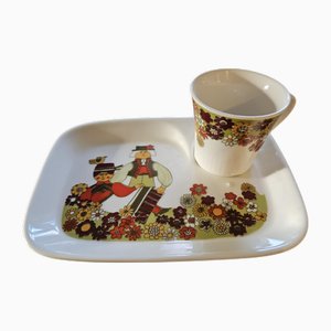 Cup & Plate from Figgjo, 1960s, Set of 2