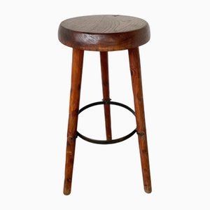 Hoher Dreifuß Hocker aus Eiche, 1950er
