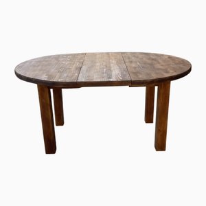 Round Pine Table with Extensions, 1950s