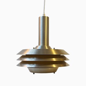 Danish Modern Tiered Pendant Lamp in Brass from Lyskær Belysning, 1970s