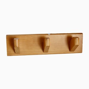 Vintage Pine Wall Coat Rack with 3 Hooks