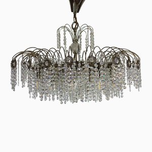 Lustre à 16 Flammes en Cristal de Plomb Arc-en-ciel en Chrome, 1970s