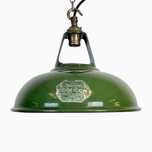Lampada industriale smaltata verde di Coolicon, anni '50