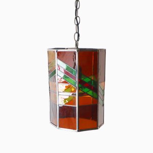 Lampada a sospensione vintage in vetro colorato di Poliarte, Italia, 1970