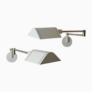Weiße verstellbare Wandlampen von Martinelli Luce, 1980er, 2er Set