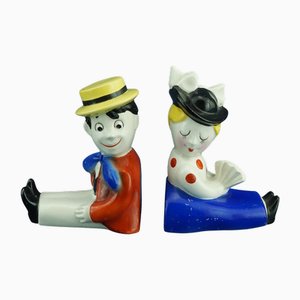 Fermalibri Art Déco in ceramica di William Goebel, Germania, inizio XX secolo, set di 2