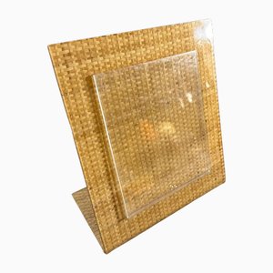 Vintage Wicker and Acrylic Glass Picture Frame, 1970s
