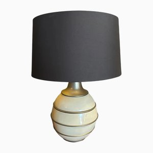 Mid-Century Modern Table Lamp in Brass and Ivory Lacquered Metal, 1970s