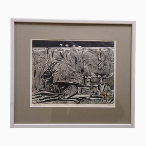 Axel Salto, Deer, Woodcut, 1933