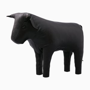 Leather Bull Stool attributed to Dimitri Omersa for Valenti, 1965