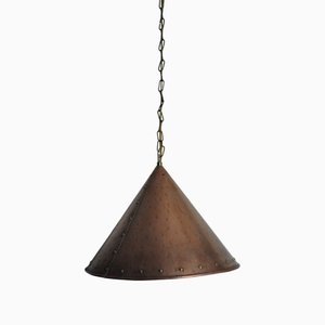 Lampada conica in rame fatta a mano, Danimarca, anni '70