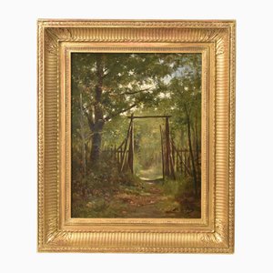 Jean Victor Albert De Gesne, Landscape with Forest with a Path, 19th Century, Oil on Canvas