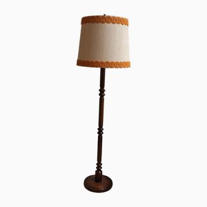 Vintage Floor Lamp with Dark Stained Birch Base, 1970s
