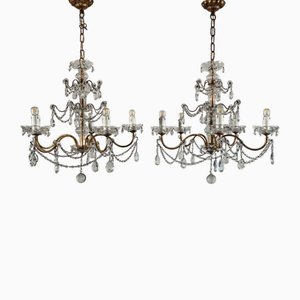 Crystal Chandeliers, 1950, Set of 2