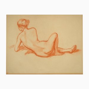 Ludwig Von Hofmann, Nu féminin de dos, 1900, Dessin sur Papier