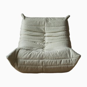 Togo Lounge Chair in White Bouclette by Michel Ducaroy for Ligne Roset