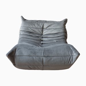 Poltrona Togo in velluto grigio elefante di Michel Ducaroy per Ligne Roset, 1979