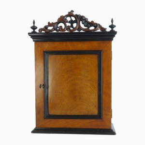 Vintage Wall Cabinet with Carved Ornaments and Display with Shelves