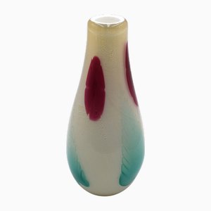 Muranese Glasvase mit Blättern, 1960er