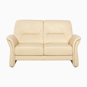 Two-Seater Cream Leather Sofa