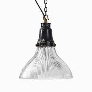Glass Pendant Light from Holophane, 1950s