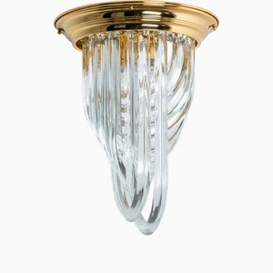 Flush Mount in Curved Crystal Glass and Brass from Venini, 1970