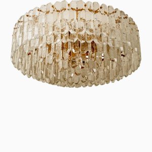 Lampadario grande in ottone dorato e vetro di JT Kalmar per Kalmar, 1960