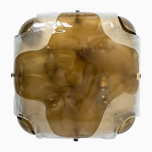 Lampada da parete bicolore in ottone e vetro di JT Kalmar, anni '60