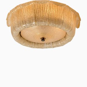 Speckled Clear Gold Glass Flush Mount from Barovier & Toso, 1969
