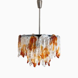 Lustre en Verre de Murano Orange et Transparent de Mazzega, 1960s