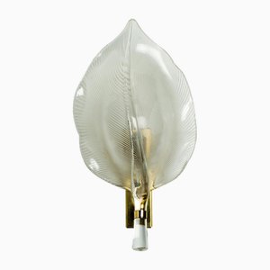 Murano Glass Striated Leaf Wall Light attributed to Franco Luce, 1970
