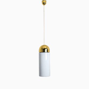 Large Brass Cylinder Pendant Light from Limburg, 1970s
