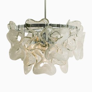 Murano Glass & Chrome Catena Chandelier attributed to J. T. Kalmar for Kalmar, 1970s