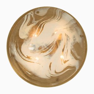 Brass and Blown Murano Glass Flush Mount or Wall Light attributed to Hillebrand, Austria, 1960