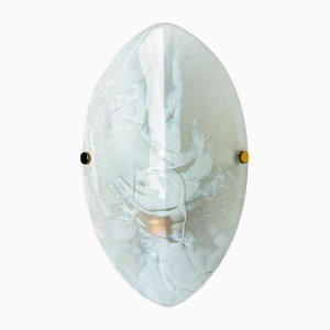 Oval Marbled Glass Wall Light attributed to Hillebrand, Germany, 1960s