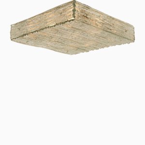 Large Textured Glass Square Flush Mount attributed to Kalmar, Austria, 1960s