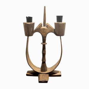 Swedish Folk Taserud Candelabra in Wood and Wrought Iron, 1890s