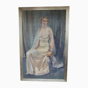 Retrato de una dama de la sociedad que se cree que es la dama Anna Neagle, años 30, óleo sobre lienzo