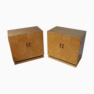 Vintage Birdseye Maple Cabinets, 1930s, Set of 2