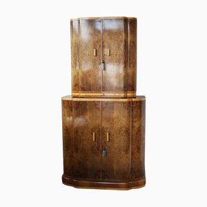 Vintage Art Deco Cocktail Cabinet in Burr Walnut, 1930s