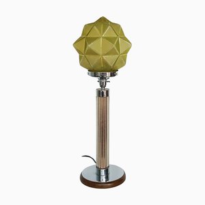 Art Deco Table Lamp with Gold Spiked Glass Shade