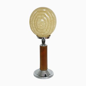 Lámpara de mesa Art Déco de baquelita con pantalla de vidrio