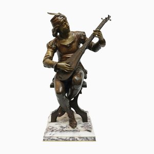 Oysel, Le Troubadour Sculpture, Late 19th Century, Bronze