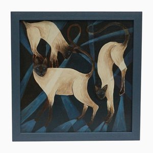 Vera Jefferson, Three Siamese Cats, Painting