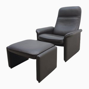 Set of Brown DS 50 Armchair and Ottoman in Leather from de Sede