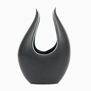 Jarrón Caolina corto en negro de Gunnar Nylund para Rörstrand, años 60